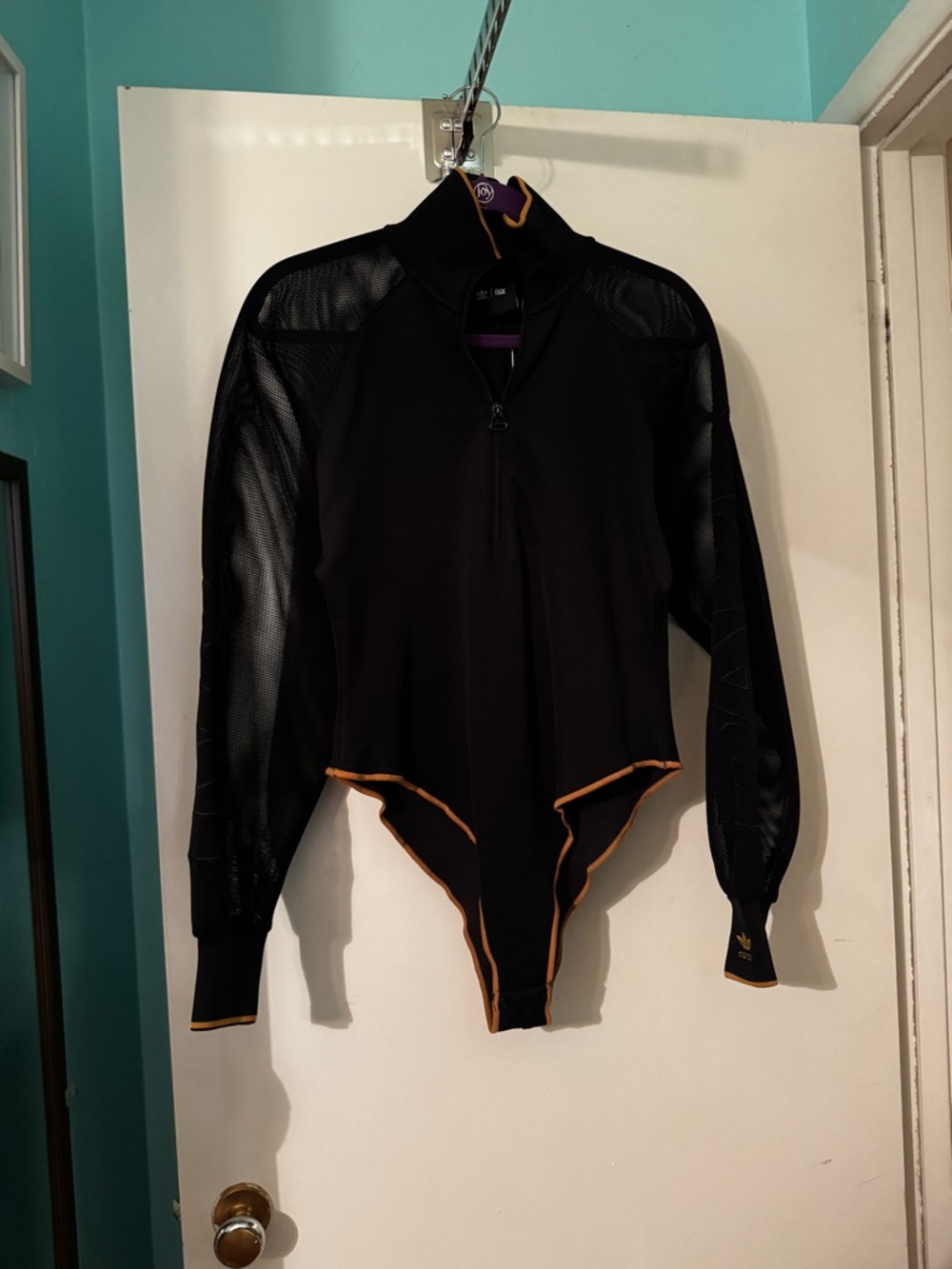Ivy Park Black Bodysuit with Orange Trim